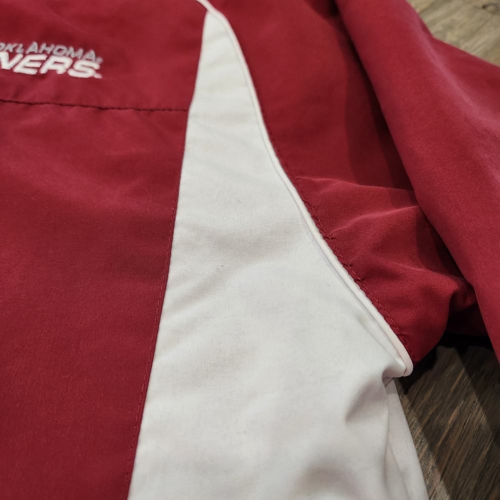 VTG Y2K RED OAK Oklahoma Sooners OU Men Med Crimson Fleece Lined Full Zip Jacket - Picture 5 of 14